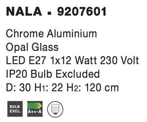 Nova Luce Závěsné svítidlo NALA, 30cm, E27 1x12W Barva: Opálové sklo