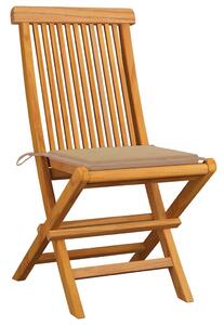 Zahradní židle s béžovými poduškami 4 ks masivní teak