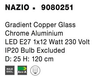 Nova Luce Závěsné svítidlo NAZIO, 25cm, E27 1x12W Barva: Měď