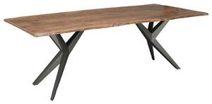 METALL Jídelní stůl 160x90x76, lakovaný s antracitovými nohami (lesklý), přírodní, akácie