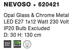 Nova Luce Závěsné svítidlo NEVOSO opálové sklo, 30cm, E27 1x12W Barva: Chrom