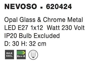 Nova Luce Stropní svítidlo NEVOSO opálové sklo, 30cm, E27 1x12W Barva: Chrom
