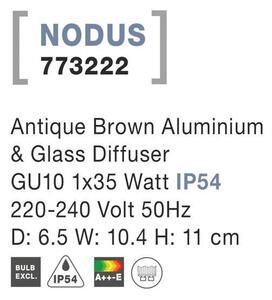 Nova Luce Venkovní nástěnné svítidlo NODUS, GU10 1x7W IP54 světlo dolů Barva: Šedá
