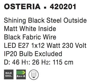 Nova Luce Závěsné svítidlo OSTERIA, 46cm, E27 1x12W Barva: Černá