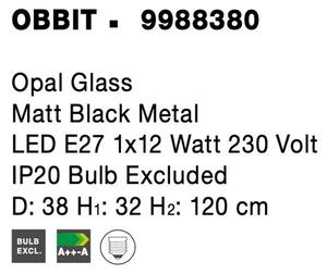 Nova Luce Závěsné svítidlo OBBIT opálové sklo, 38cm, E27 1x12W Barva: Zlatá