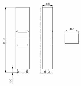 Kingsbath Marco 40 vysoká skříňka do koupelny Orientace: Levá