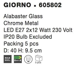 Nova Luce Stropní svítidlo GIORNO bílá;opálové sklo chromovaný kov E27 2x12W