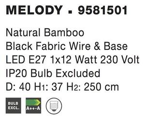 Nova Luce Závěsné svítidlo MELODY přírodní Bambus, 40cm, E27 1x12W