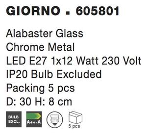 Nova Luce Stropní svítidlo GIORNO bílá;opálové sklo chromovaný kov E27 1x12W