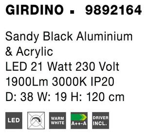 Nova Luce Závěsné svítidlo GIRDINO černý hliník a akryl LED 21W 3000K