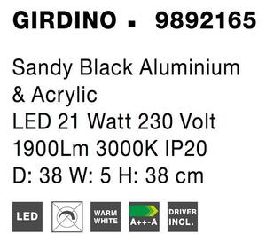 Nova Luce Nástěnné svítidlo GIRDINO černý hliník a akryl LED 21W 3000K