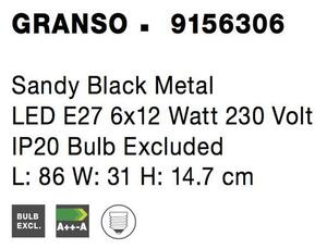 Nova Luce Stropní svítidlo GRANSO černý kov E27 6x12W
