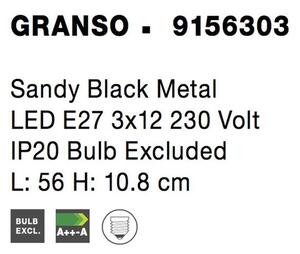Nova Luce Stropní svítidlo GRANSO černý kov E27 3x12W