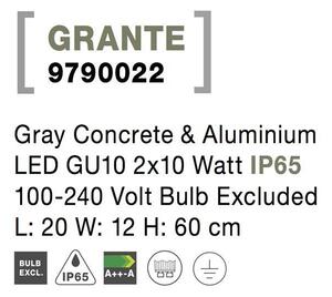 Nova Luce Venkovní sloupkové svítidlo GRANTE šedý beton a hliník GU10 2x10W IP65