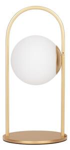 Nova Luce Stolní lampa HOOK saténový zlatý kov a opálové bílé sklo LED 4.8W 3000K