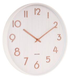 Bílé nástěnné hodiny z lipového dřeva Karlsson Pure Medium, ø 40 cm