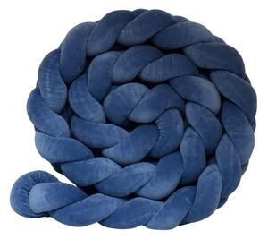 Sametový mantinel pletený do copu ze 3 pramenů - Tmavě modrá, Rozměr: 180 cm