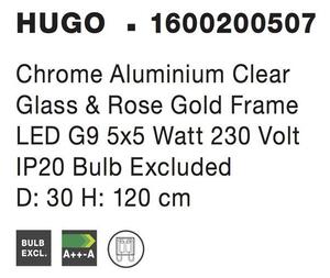 Nova Luce Závěsné svítidlo HUGO chromovaný hliník čiré sklo a růžový zlatý rám G9 5x5W