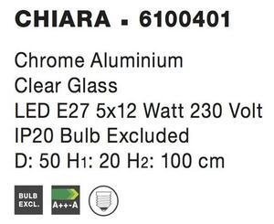 Nova Luce Závěsné svítidlo CHIARA chromovaný hliník čiré sklo E27 5x12W