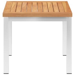 Zahradní odkládací stolek 45x45x38 cm masivní teak a nerez ocel
