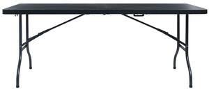Skládací zahradní stůl černý 180x75x72 cm HDPE imatace ratan