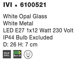 Nova Luce Stropní svítidlo IVI, IP44 bílé opálové sklo E27 1x12W