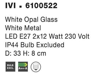 Nova Luce Stropní svítidlo IVI, IP44 bílé opálové sklo E27 2x12W