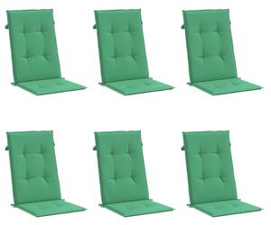 Podušky na židli vysoké opěradlo 6 ks zelené 120x50x3 cm textil