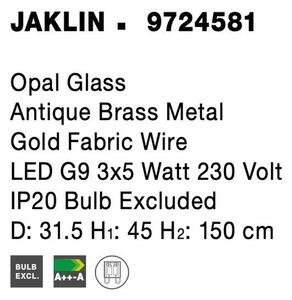 Nova Luce Závěsné svítidlo JAKLIN opálové sklo, G9 3x5W