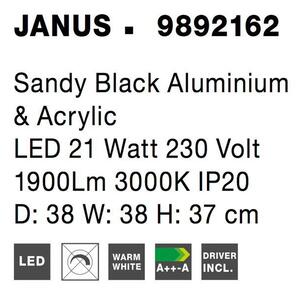 Nova Luce Stropní svítidlo JANUS černý hliník a akryl LED 21W 3000K