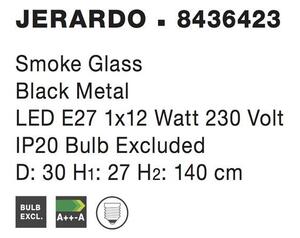 Nova Luce Závěsné svítidlo JERARDO kouřové sklo, E27 1x12W
