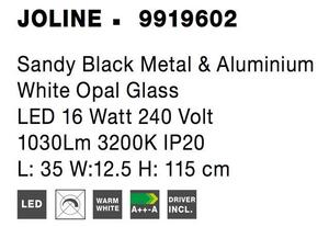 Nova Luce Závěsné svítidlo JOLINE černý kov a hliník bílé opálové sklo LED 16W 3200K