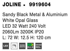 Nova Luce Závěsné svítidlo JOLINE černý kov a hliník bílé opálové sklo LED 32W 3200K