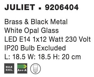 Nova Luce Stropní svítidlo JULIET mosaz a černý kov bílé opálové sklo E14 1x12W