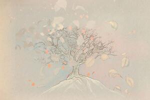 Samolepící tapeta kreslený podzimní strom