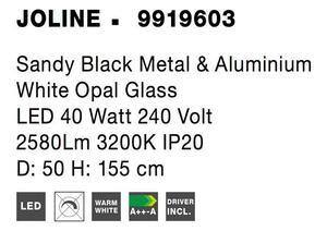 Nova Luce Závěsné svítidlo JOLINE černý kov a hliník bílé opálové sklo LED 40W 3200K
