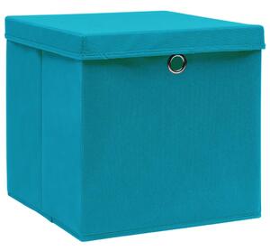 Úložné boxy s víky 10 ks 28 x 28 x 28 cm bledě modré