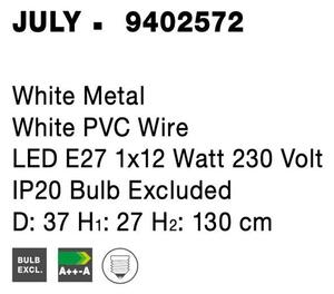 Nova Luce Závěsné svítidlo JULY bílá kov, E27 1x12W