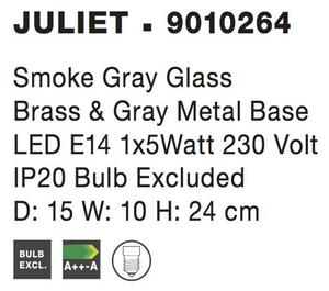 Nova Luce Stolní lampa JULIET kouřové šedé sklo, E14 1x12W