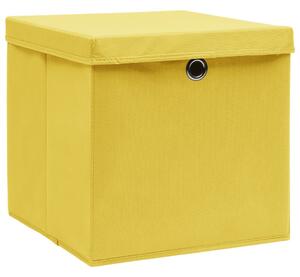 Úložné boxy s víky 10 ks 28 x 28 x 28 cm žluté