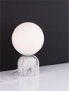 Nova Luce Stolní lampa KENIO bílá mramor opálové sklo E14 1x12W
