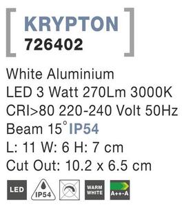 Nova Luce Venkovní zapuštěné svítidlo do zdi KRYPTON bílá, LED 3W 3000K 15st. IP54