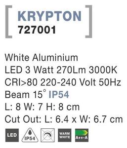 Nova Luce Venkovní zapuštěné svítidlo do zdi KRYPTON bílá, LED 3W 3000K 15st. IP54