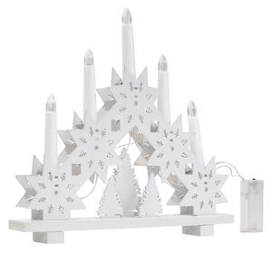 Tutumi - LED dřevěný vánoční svícen - bílá - 28 cm