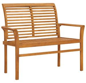 Zahradní lavice s černou poduškou 112 cm masivní teak