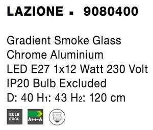 Nova Luce Závěsné svítidlo LAZIONE kouřové sklo, 40cm, E27 1x12W