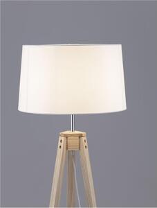 Nova Luce Stojací lampa LE ROY bílé stínidlo přírodní dřevěná základna E27 1x12W