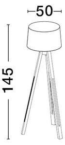 Nova Luce Stojací lampa LE ROY bílé stínidlo přírodní dřevěná základna E27 1x12W