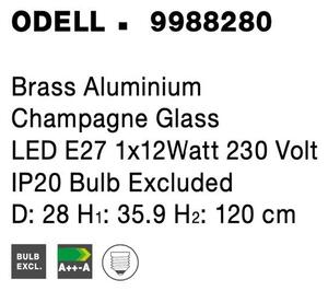 Nova Luce Závěsné svítidlo LINGUA mosaz hliník šampaň sklo E27 1x12W