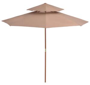 Dvoupatrový slunečník s dřevěnou tyčí 270 cm taupe